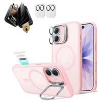iPhone 17 Bundle Classic Hybrid Magnetic Case (Stash Stand) and Armorite Pro Privacy Screen Protector - Frosted Bubblegum Pink