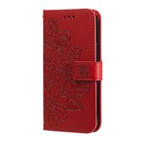 Samsung Galaxy S10 hoesje - Bookcase - Pasjeshouder - Portemonnee - Bloemenprint - Kunstleer - Rood - thumbnail