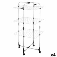 Inklapbaar verticaal kledingdroogrek op wielen Wit Zwart Metaal 69 x 135 x 62,5 cm (4 Stuks)