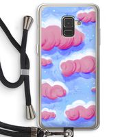 Roze wolken met vogels: Samsung Galaxy A8 (2018) Transparant Hoesje met koord Roze wolken met vogels: Samsung Galaxy A8 (2018) Transparant Hoesje met koord
