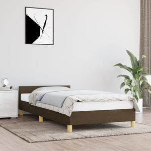 Bedframe met hoofdeinde stof donkerbruin 90x190 cm