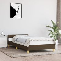 Bedframe met hoofdeinde stof donkerbruin 90x190 cm - thumbnail