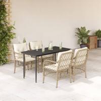 5-delige Tuinset met kussens poly rattan beige