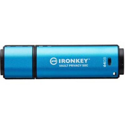 Kingston Technology IronKey VP50 USB flash drive 64 GB USB Type-C 3.2 Gen 1 (3.1 Gen 1) Zwart, Blauw