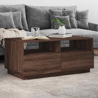 Salontafel met LED-verlichting 90x49x40 cm bruin eikenkleur