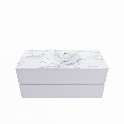 MONDIAZ VICA-DLUX 110cm badmeubel onderkast Cale 2 lades. Inbouw wastafel CLOUD midden zonder kraangat, kleur Glace.