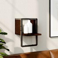 Wandschap met stang 20x25x30 cm bruin eikenkleur