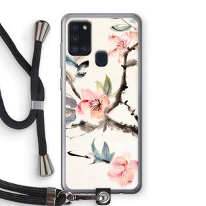 Japanse bloemen: Samsung Galaxy A21s Transparant Hoesje met koord