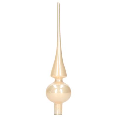 Decoris Kerst piek - champagne - 26 cm - glas - glans - kerstboompiek