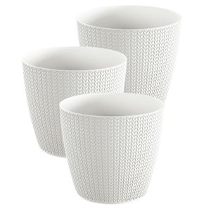 Set van 3x stuks stijlvolle plantenpotten/bloempotten kunststof dia 19 cm en hoogte 17 cm parel wit