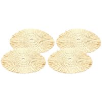 Placemats - 4x - D38 cm - gevlochten riet - beige - bohemian style