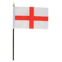 Engeland St George - mini vlaggetje van 10 x 15 cm op stokje - Landen vlag - H27 cm Engeland St George - mini vlaggetje van 10 x 15 cm op stokje - Landen vlag - H27 cm
