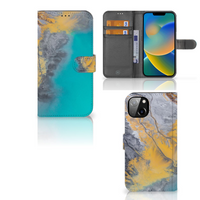 iPhone 14 Plus Bookcase Marble Blue Gold - thumbnail