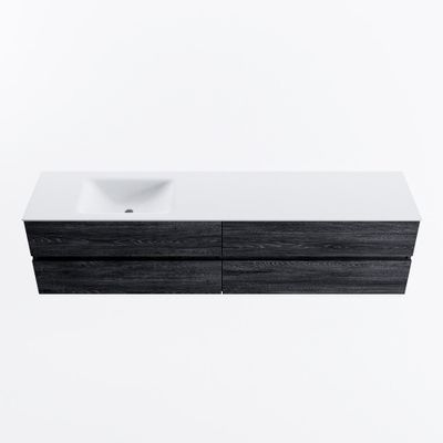 MONDIAZ VICA 200cm badmeubel onderkast Antracite 4 lades. Wastafel CLOUD links zonder kraangat, kleur Talc.