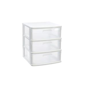 Ladeblok/bureau organizer - 3x lades - wit/transparant - L40 x B39 x H49.5 cm - kunststof