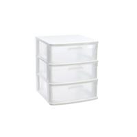 Ladeblok/bureau organizer - 3x lades - wit/transparant - L40 x B39 x H49.5 cm - kunststof