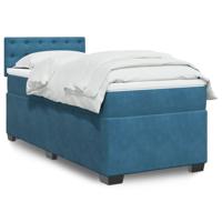 Boxspring met matras fluweel blauw 100x200 cm Boxspring met matras fluweel blauw 100x200 cm