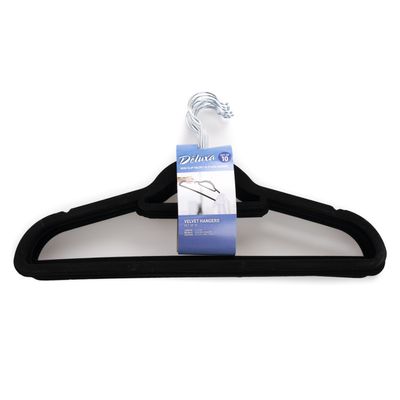 10x Anti-slip kledinghangers zwart fluweel