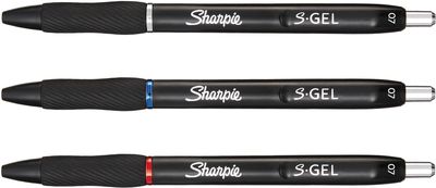 Sharpie S-gel roller, medium punt, blister van 3 stuks, geassorteerde kleuren