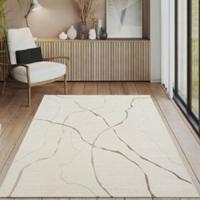 Vloerkleed Elio Japandi - Moderne laagpolig met hoog-diep-effect zacht abstract 3D-effect Crème-200 x 290 cm