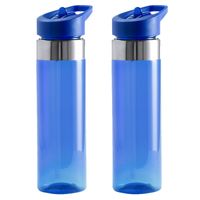 Set van 2x stuks bidon/drinkfles/waterfles 650 ml blauw van kunststof