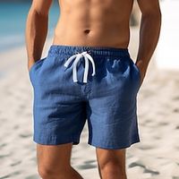 Voor heren Korte broek Linnen korte broek Zomer korte broeken Strandshorts Trekkoord Elastische taille Recht been Effen Comfort Ademend Boven de knie Casual Dagelijks Feestdagen Modieus Klassieke Lightinthebox