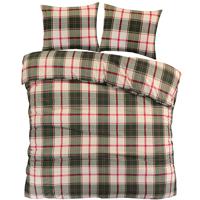 Flanel Dekbedovertrek Schotse Ruit Beige-Lits-jumeaux (240 x 200/220 cm)