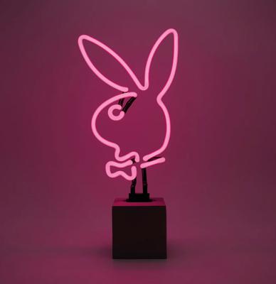 Playboy - Glass Neon " Playboy Bunny" Sign (Op Betonnen Basis) - Roze