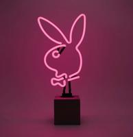 Playboy - Glass Neon " Playboy Bunny" Sign (Op Betonnen Basis) - Roze - thumbnail