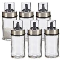 Vivalto Suikerpot Crystal - 6x - glas/rvs metaal - transparant/zilver - 12 cm - dispenser