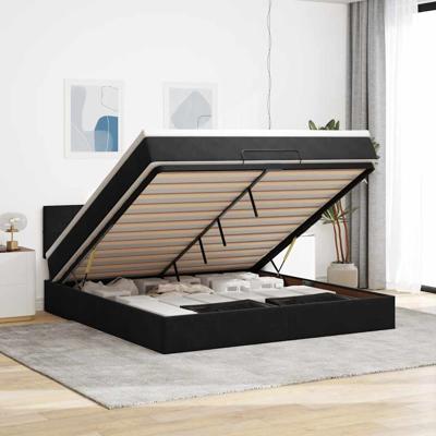Ottoman bed met matras en LED's 160x200cm fluweel zwart