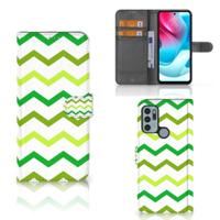 Motorola Moto G60s | Telefoon Hoesje | Zigzag Groen | Portemonnee hoesje