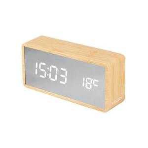 Karlsson - Alarm clock Silver Mirror LED light wood veneer