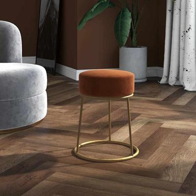 Hocker rond fluweel bruin