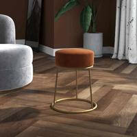 Hocker rond fluweel bruin
