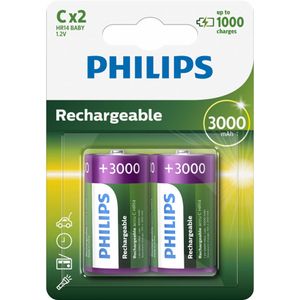 Philips Rechargeable NimH C/HR14 3000mah blister 2