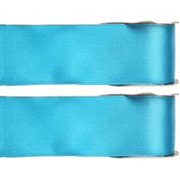 2x Turquoise satijnlint rollen 2,5 cm x 25 meter cadeaulint verpakkingsmateriaal - Cadeaulinten - thumbnail