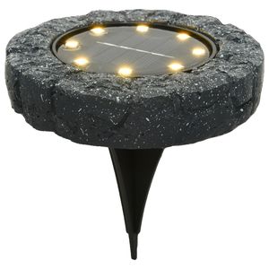 Solar grond prikspot/tuinspot led - kunststeen - steengrijs - 11 x 2 cm - warm wit