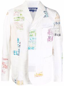 Junya Watanabe MAN blazer à détail patchwork - Blanc