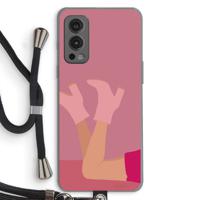 Pink boots: OnePlus Nord 2 5G Transparant Hoesje met koord