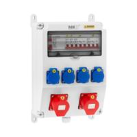 Stroomverdeler - 4 Schuko-stopcontacten - 2 CEE-stopcontacten - FI-stroomonderbreker - 4 stroomonderbrekers