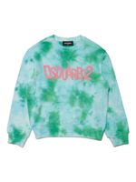 DSQUARED2 KIDS sweat tie-dye à logo imprimé - Bleu