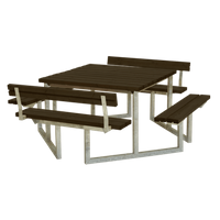 Picknicktafel Vierkant Twist Zwart 2 Rugleuningen