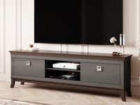 Tv-meubel TIROSA 2 lades hoogglans antraciet met led - thumbnail