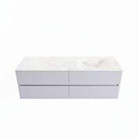 MONDIAZ VICA-DLUX 150cm badmeubel onderkast Cale 4 lades. Inbouw wastafel CLOUD rechts 1 kraangat, kleur Ostra.