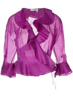 Saint Laurent Pre-Owned blouses drapée à manches trois quarts - Violet - thumbnail