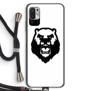Angry Bear (white): Xiaomi Redmi Note 10 5G Transparant Hoesje met koord