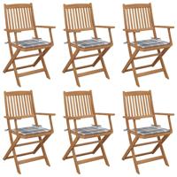 Tuinstoelen 6 st inklapbaar met kussens massief acaciahout