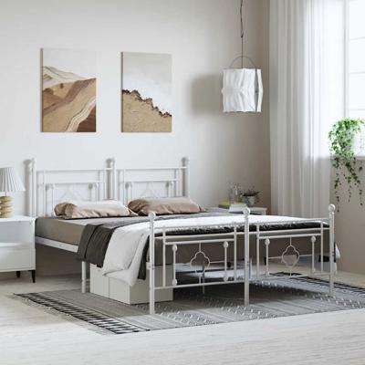 Bedframe met hoofd- en voeteneinde metaal wit 193x203 cm
