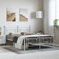 Bedframe met hoofd- en voeteneinde metaal wit 193x203 cm - thumbnail